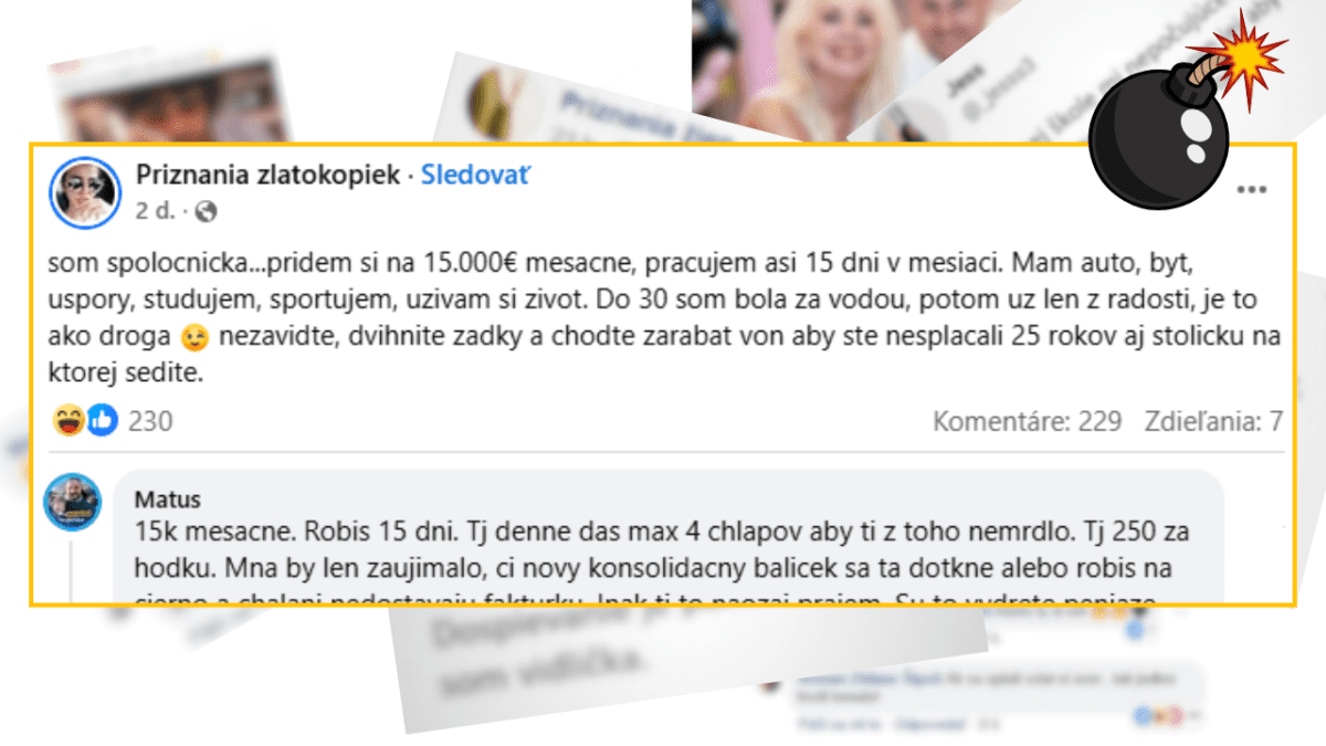 Online diskusia o zárobkoch spoločníčky, jej životnom štýle a reakcie na jej prácu.