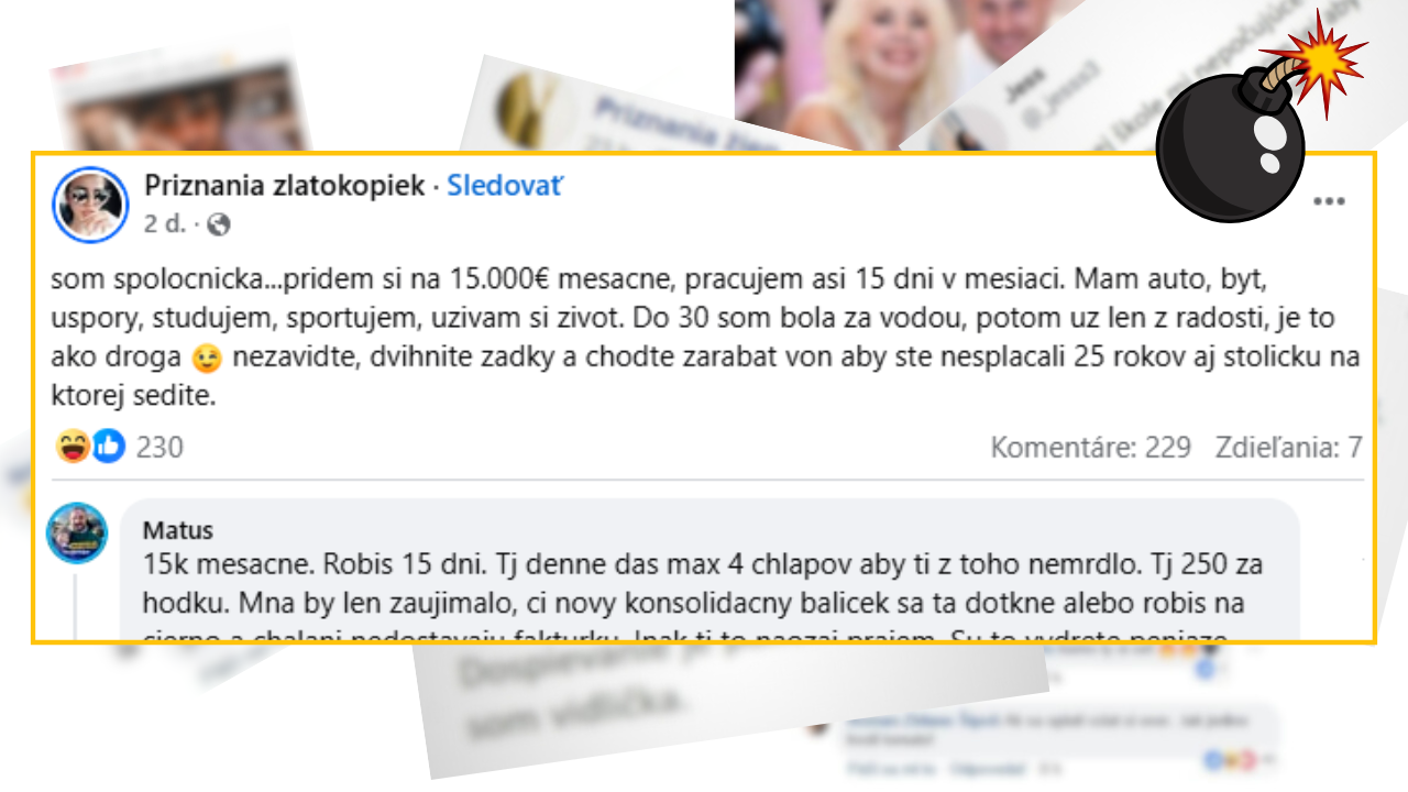 Online diskusia o zárobkoch spoločníčky, jej životnom štýle a reakcie na jej prácu.