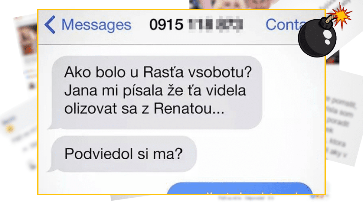 SMS konverzácia o údajnej nevere, kde sa spomína sobotný večer a osoba Renata.