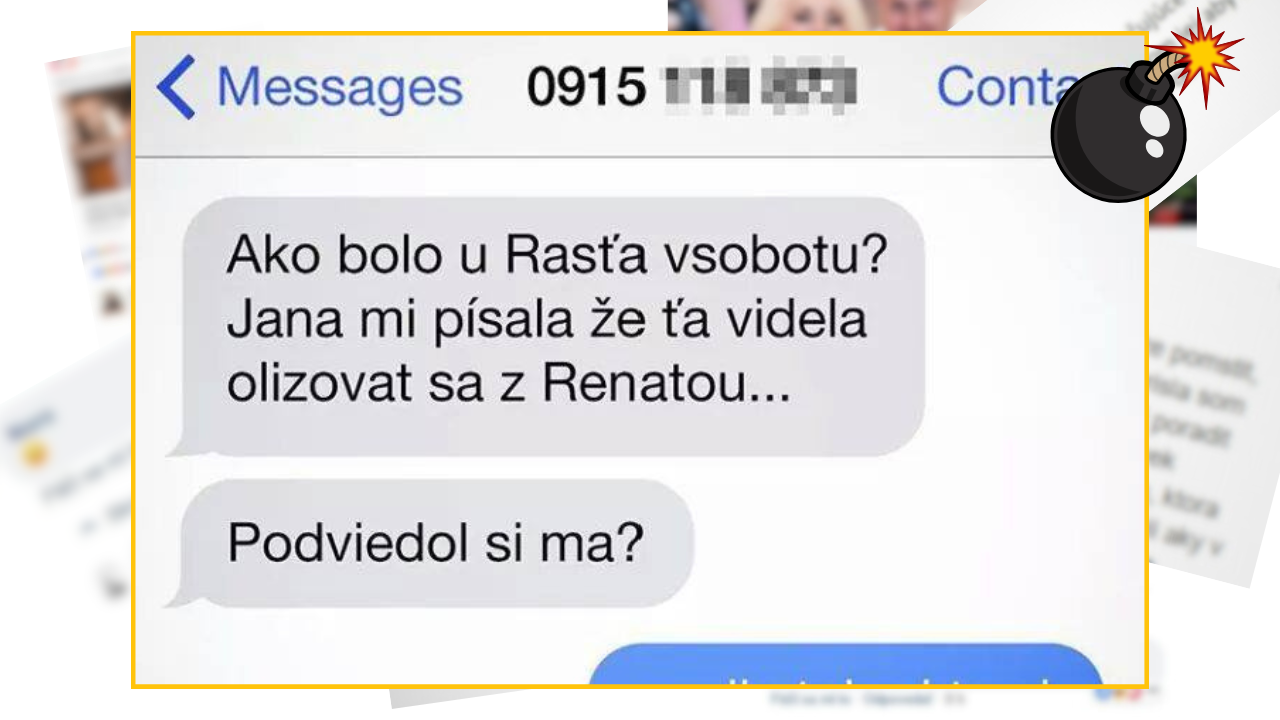 SMS konverzácia o údajnej nevere, kde sa spomína sobotný večer a osoba Renata.