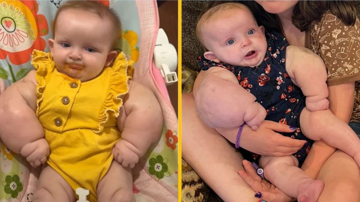 Roztomilé bábätká v žltom a kvetinovom oblečení sedia s úsmevom, jedno je v stoličke, druhé na rukách.