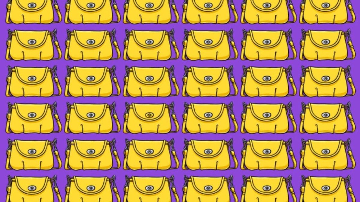 Opakujúci sa vzor žltých kabeliek na fialovom pozadí, moderný dizajn módy.