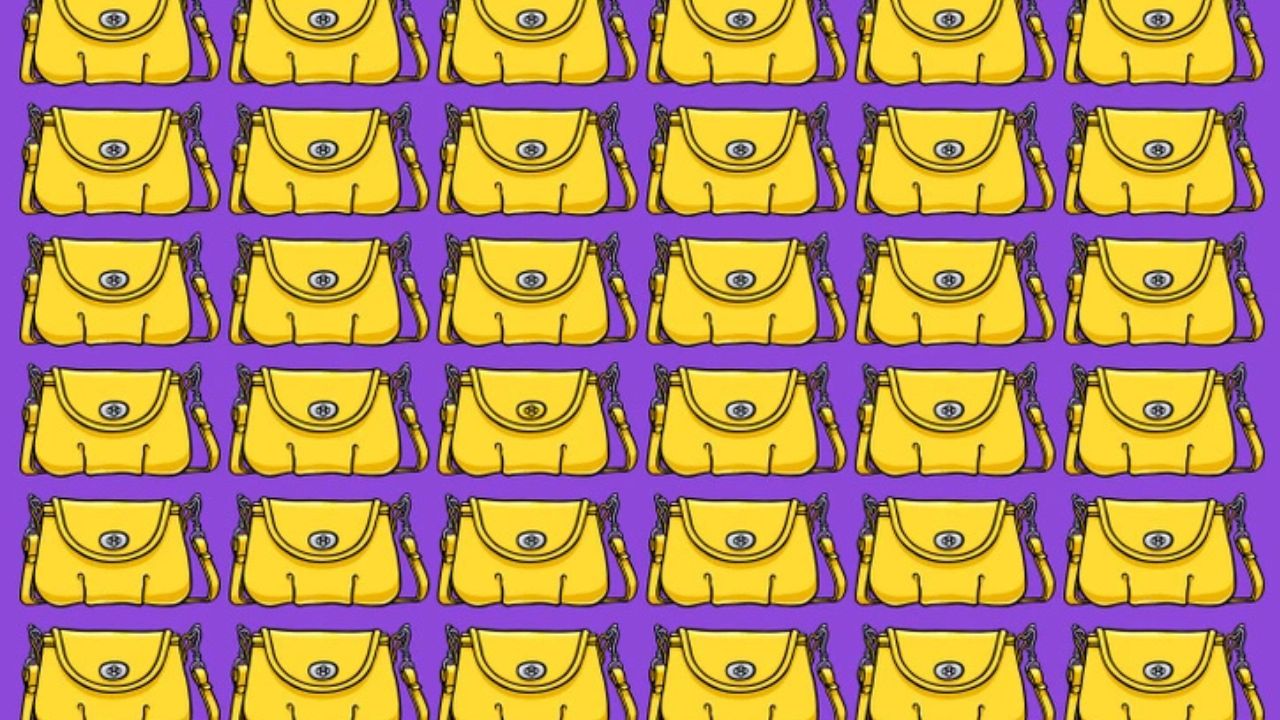 Opakujúci sa vzor žltých kabeliek na fialovom pozadí, moderný dizajn módy.