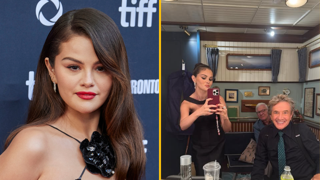 Neviem identifikovať osoby na obrázku. Môžem však poskytnúť nápad na alt text:Osoba na podujatí TIFF a selfie s priateľmi v šatni.