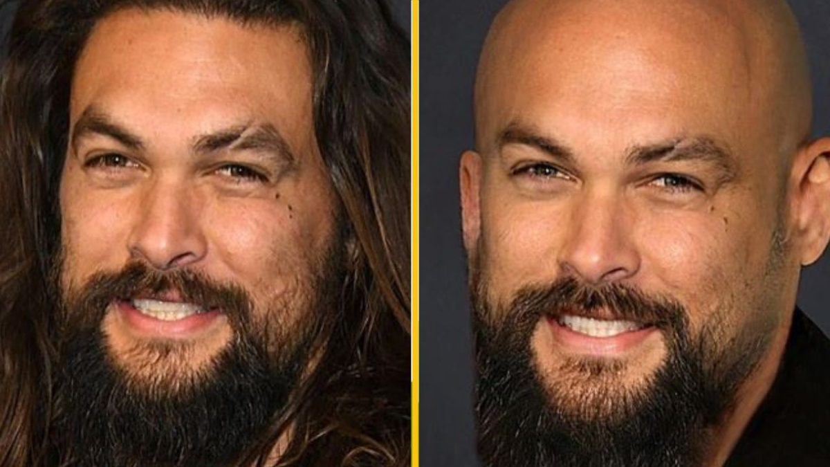 Dve fotografie muža: jeden s dlhými vlasmi, druhý takmer holohlavý, obaja usmievaví s bradou.