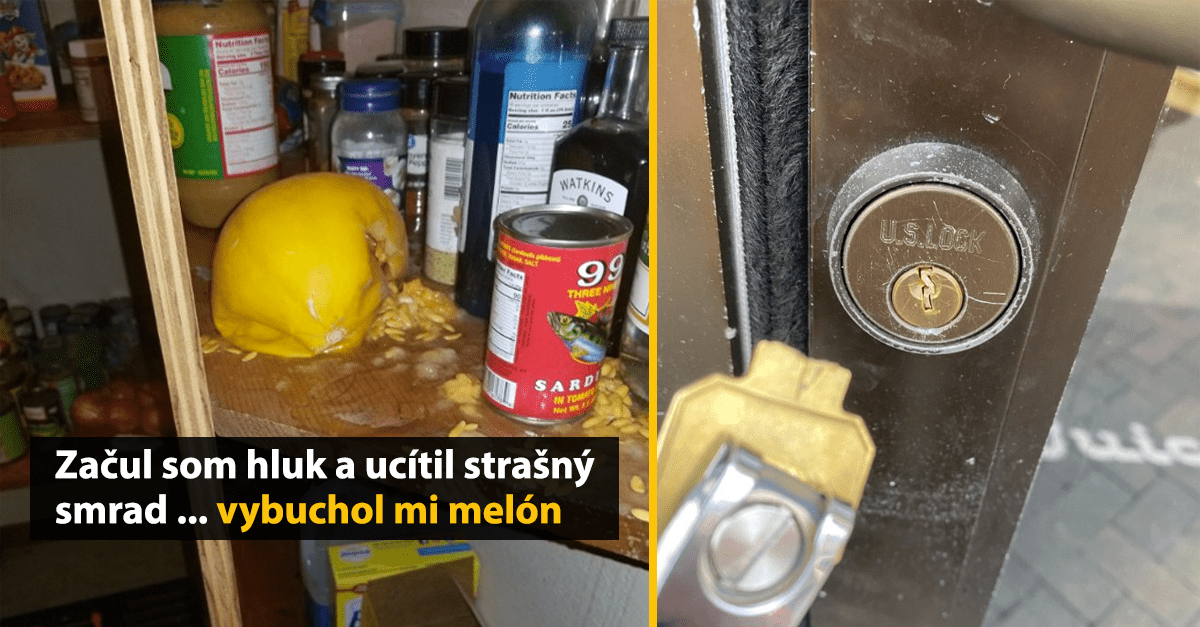 Výbuch žltého melónu v komore vedľa konzerv a korenia spôsobil zápach a neporiadok.