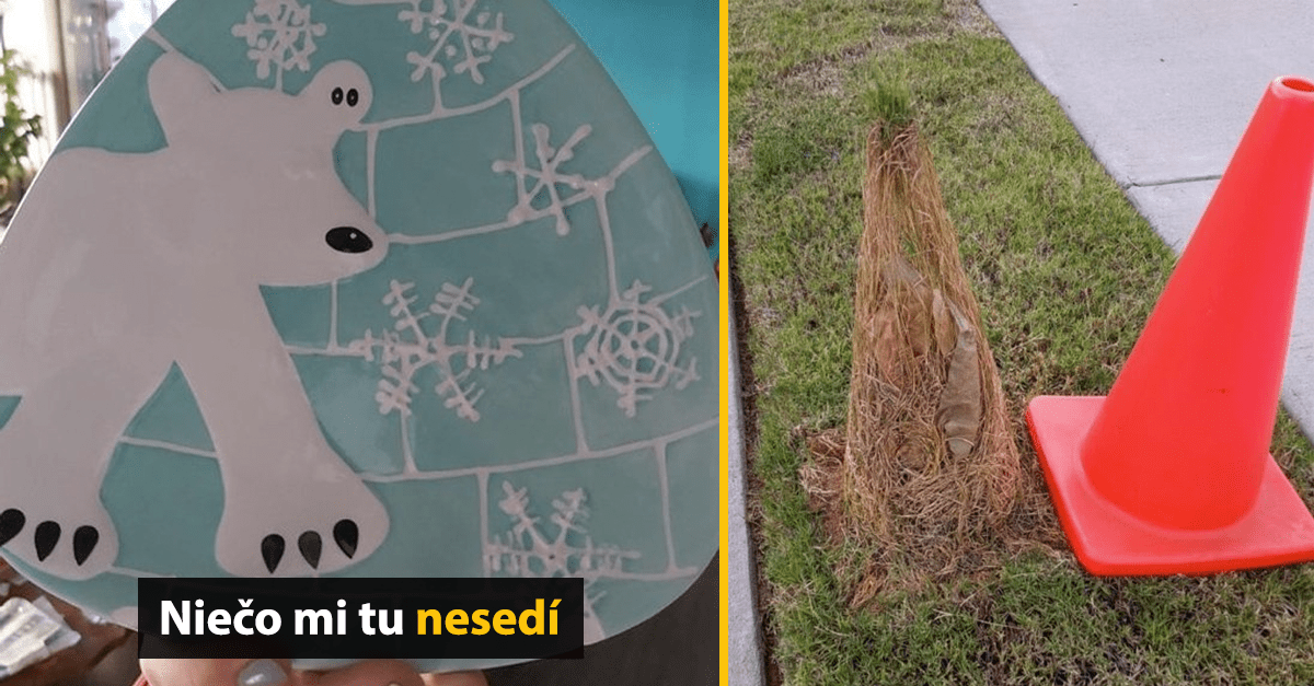 Keramický tanier s polárnym medveďom a ľadovými vločkami; vedľa neho kôpka slamy pri kužele.