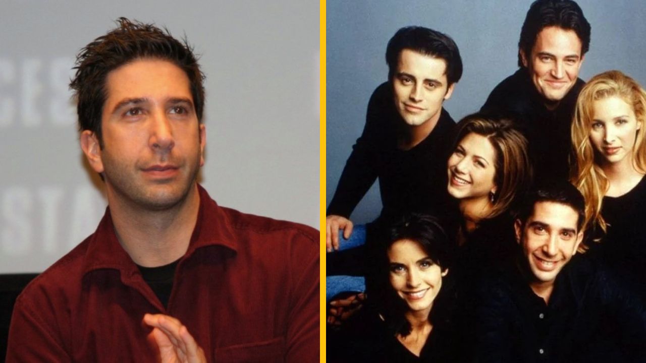 Neznámy muž a skupina priateľov pozujú spoločne v priateľskom objatí.