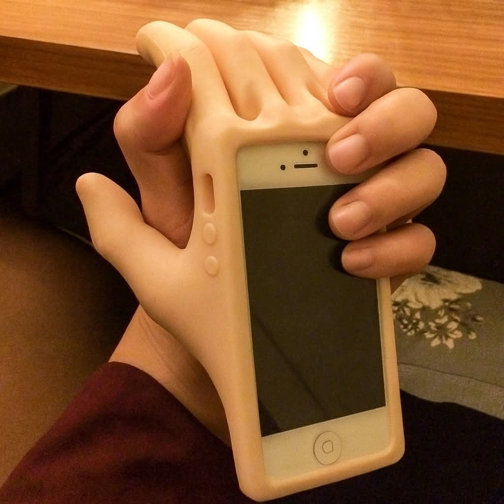 Nezvyčajné puzdro na telefón v tvare ruky poskytuje unikátne držanie a ochranu zariadenia.