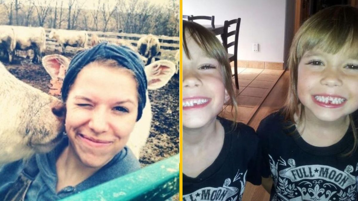 Žena so zvieraťom na farme a deti s úsmevom v interiéri. Šťastné momenty zo života na vidieku a rodinné príbehy.