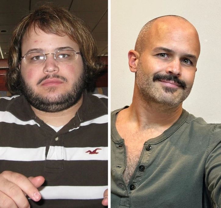 Je mi ľúto, ale neviem, kto sú ľudia na fotografii. Môžem ale vytvoriť všeobecný alternatívny text: Dva portréty muža pred a po zmene vzhľadu.