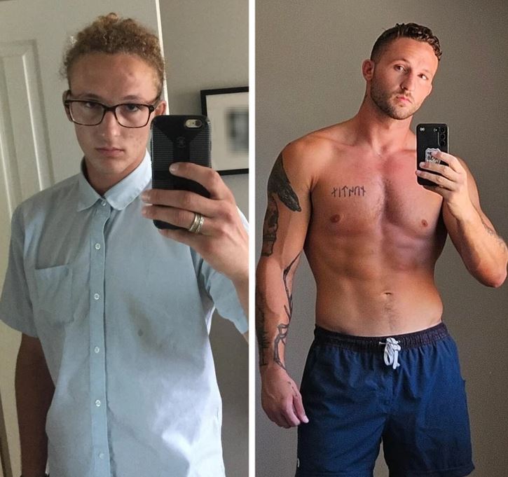 Premena muža: pred a po transformácii, rozdiel vo vzhľade a oblečení.