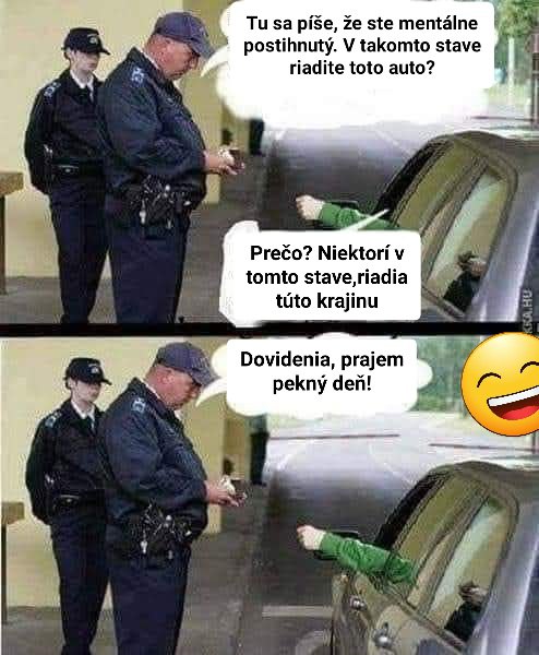 Policajná zastávka: Vtipný rozhovor s policajtom a vodičom, ktorý končí úsmevom a prianím pekného dňa.