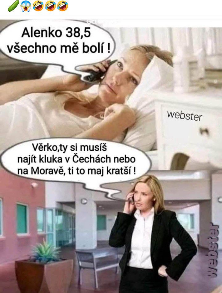 Žena na telefóne vtipne komentuje situáciu s teplotou, vtipný dialóg medzi priateľkami o nežnejšie pohlavie.