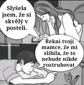 Komiks s dvoma ľuďmi, kde žena chváli muža a on žiada diskrétnosť.