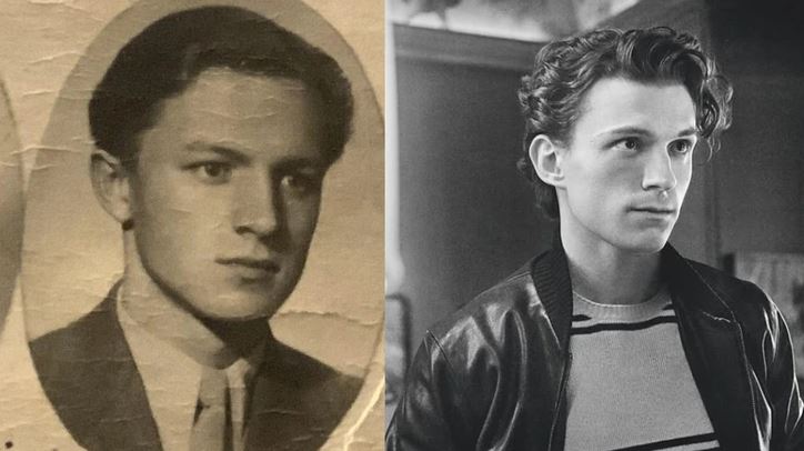 Dva čiernobiele portréty mladých mužov s vážnym výrazom, každý v inom štýle oblečenia.