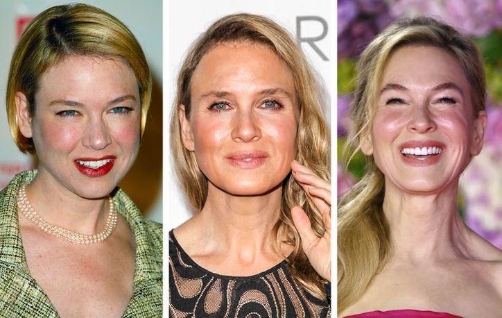 Osoba na troch rôznych fotografiách, každá s iným účesom a oblečením, usmiata a s rôznymi výrazmi tváre.