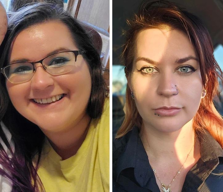 Ospravedlňujem sa, neviem určiť, kto sú osoby na obrázku. Môžem však pomôcť s tvorbou alternatívneho textu:„Porovnanie dvoch fotografií tej istej osoby pred a po transformácii.“