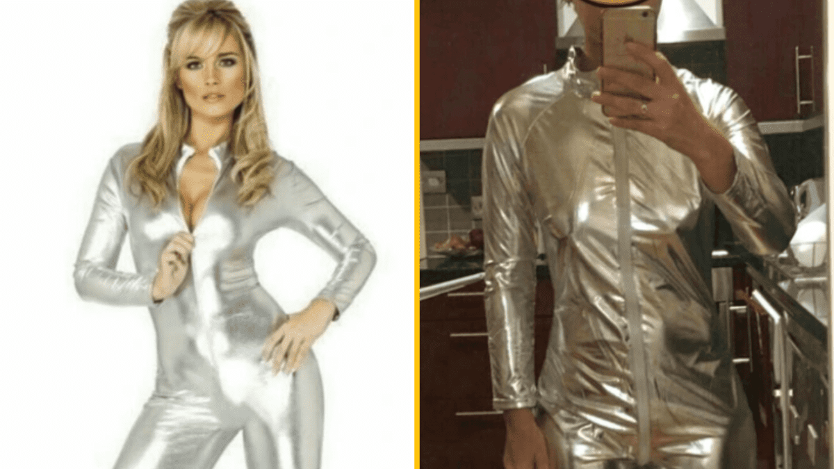 Nie je možné identifikovať osoby, no na obrázku sú dva strieborné kostýmy na dvoch rôznych ľuďoch.