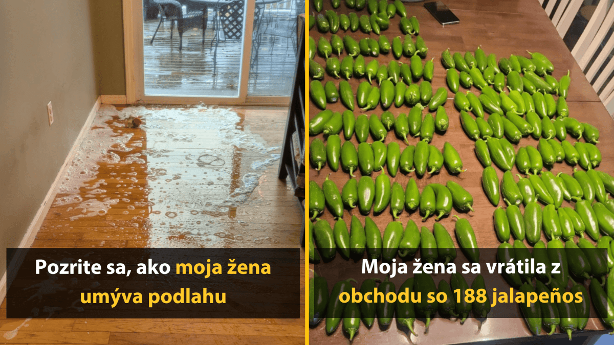 Podlaha plná peny vedľa stola s množstvom zelených papričiek jalapeños na drevenom povrchu.
