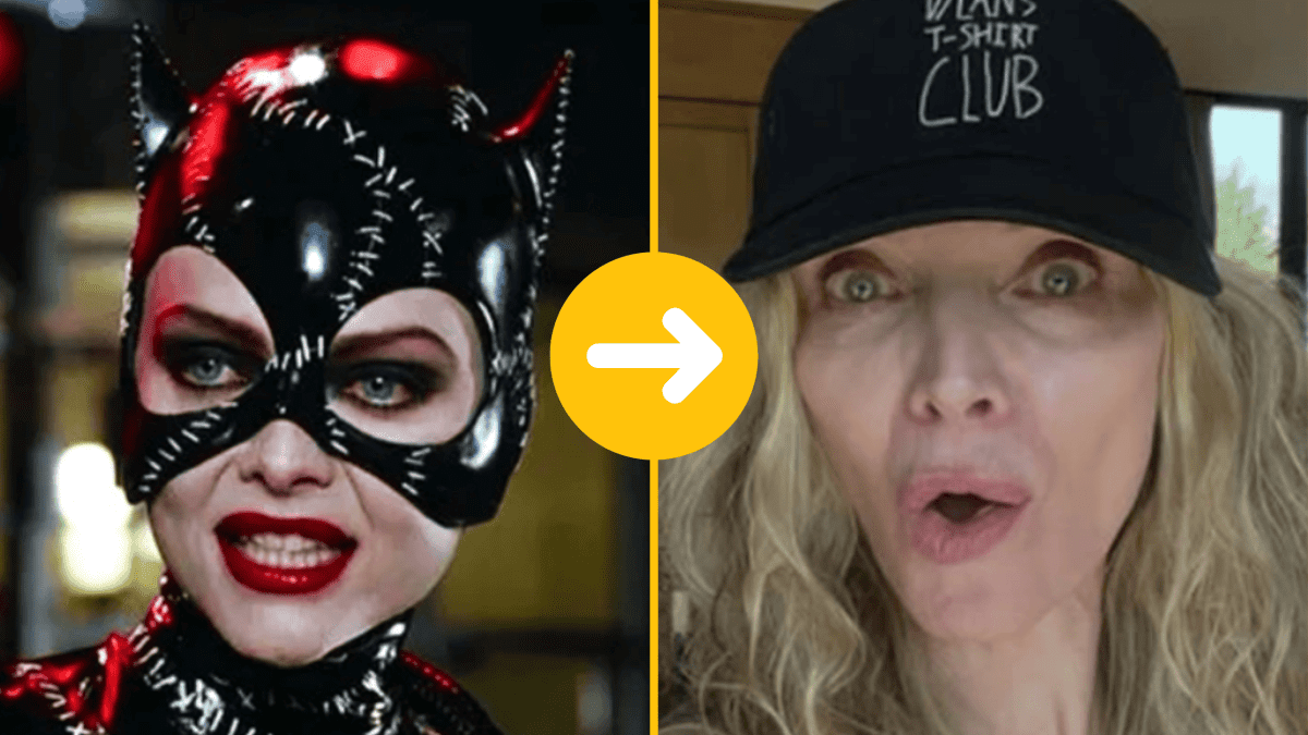 Dve ženy vedľa seba, jedna v koženom kostýme s maskou, druhá s klobúkom a prekvapeným výrazom.