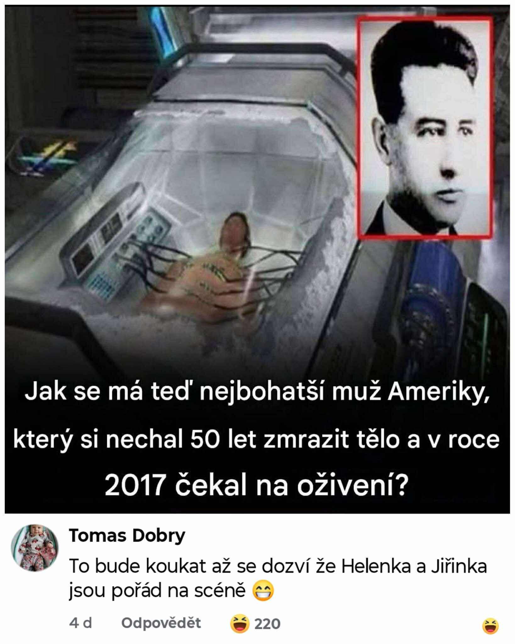 Muž zmrazený na 50 rokov v špeciálnej komore na obnovu v budúcnosti, otázky o jeho živote po prebudení.