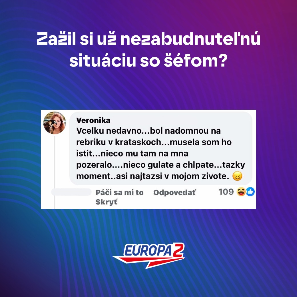 Zážitok so šéfom, keď stál nad Veronikou na rebríku v krátkych nohaviciach. Nepríjemný moment pre ňu.