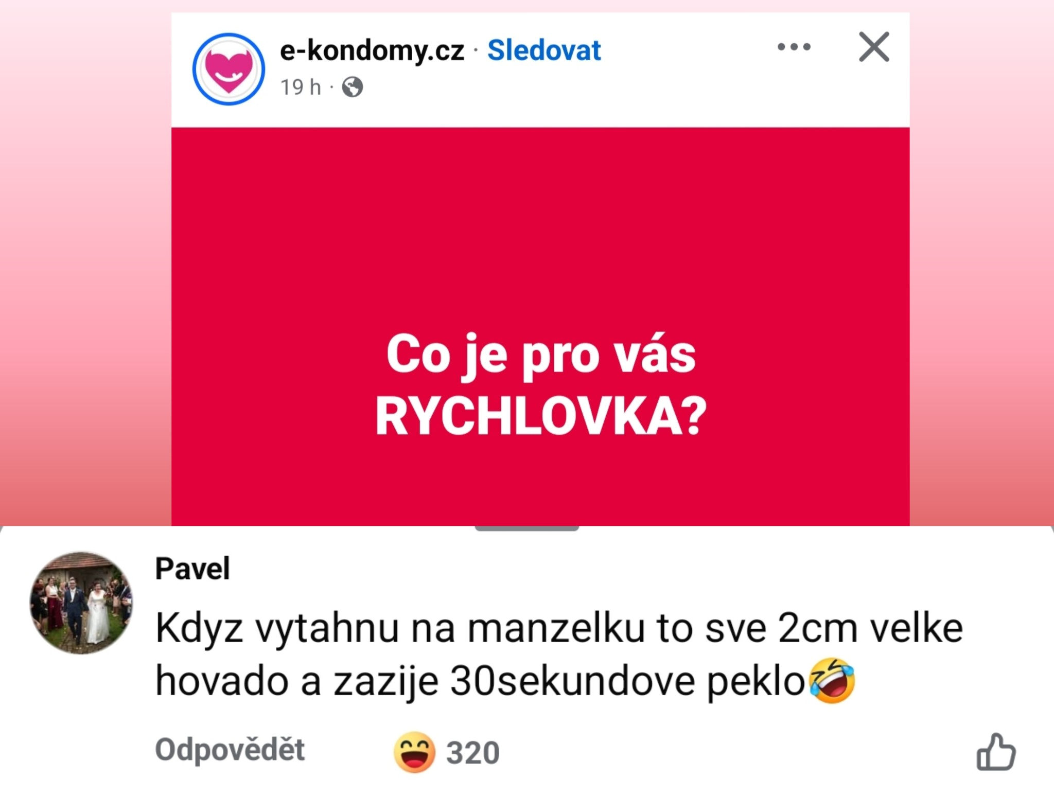 Obrázok s otázkou: Čo je pre vás rýchlovka? a vtipným komentárom od používateľa.