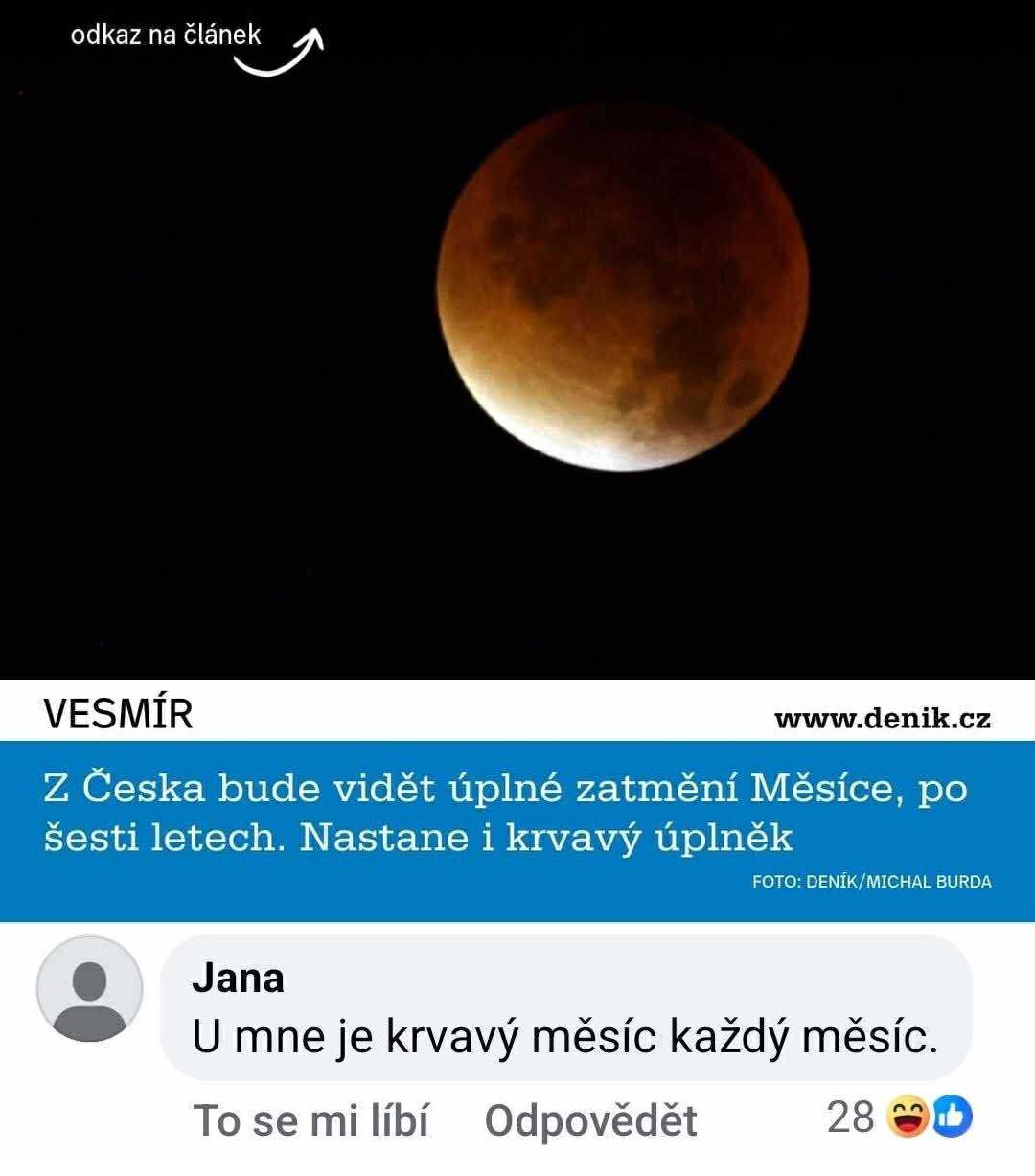 Zatmenie Mesiaca predstavuje krvavý úponek nad Českou republikou, prvýkrát po šiestich rokoch.