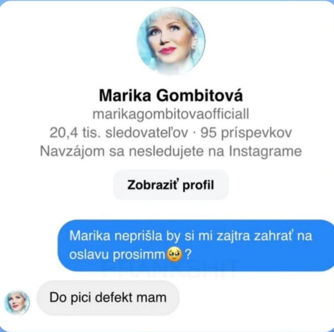 Instagramový profil neznámej osoby, ktorá odpovedá fanúšikovi na otázku ohľadom príchodu na oslavu.