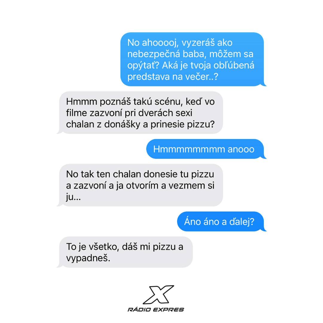Vtipná konverzácia o ideálnom večeri s pizzou, Rádiom Expres.