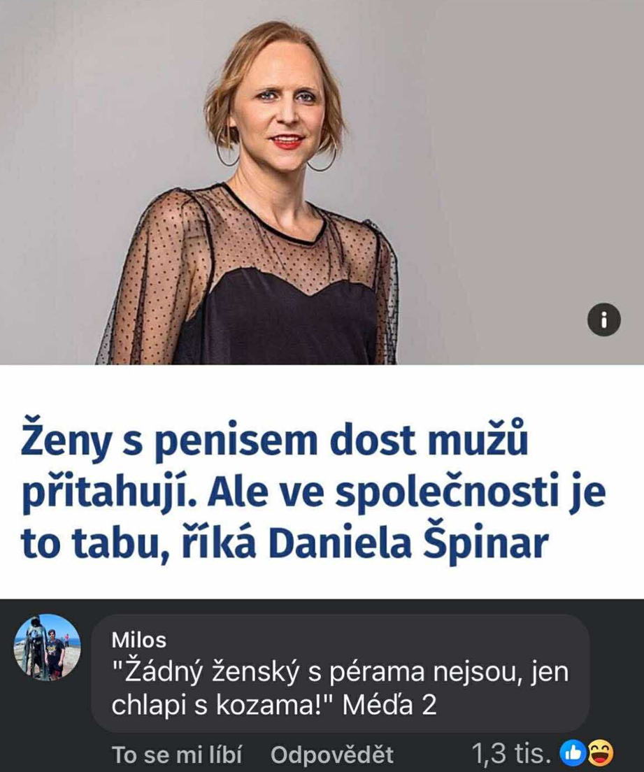 Osoba na obrázku v čiernych šatách s nápisom o tabu a priťahovaní mužov ženami s mužskými znakmi.