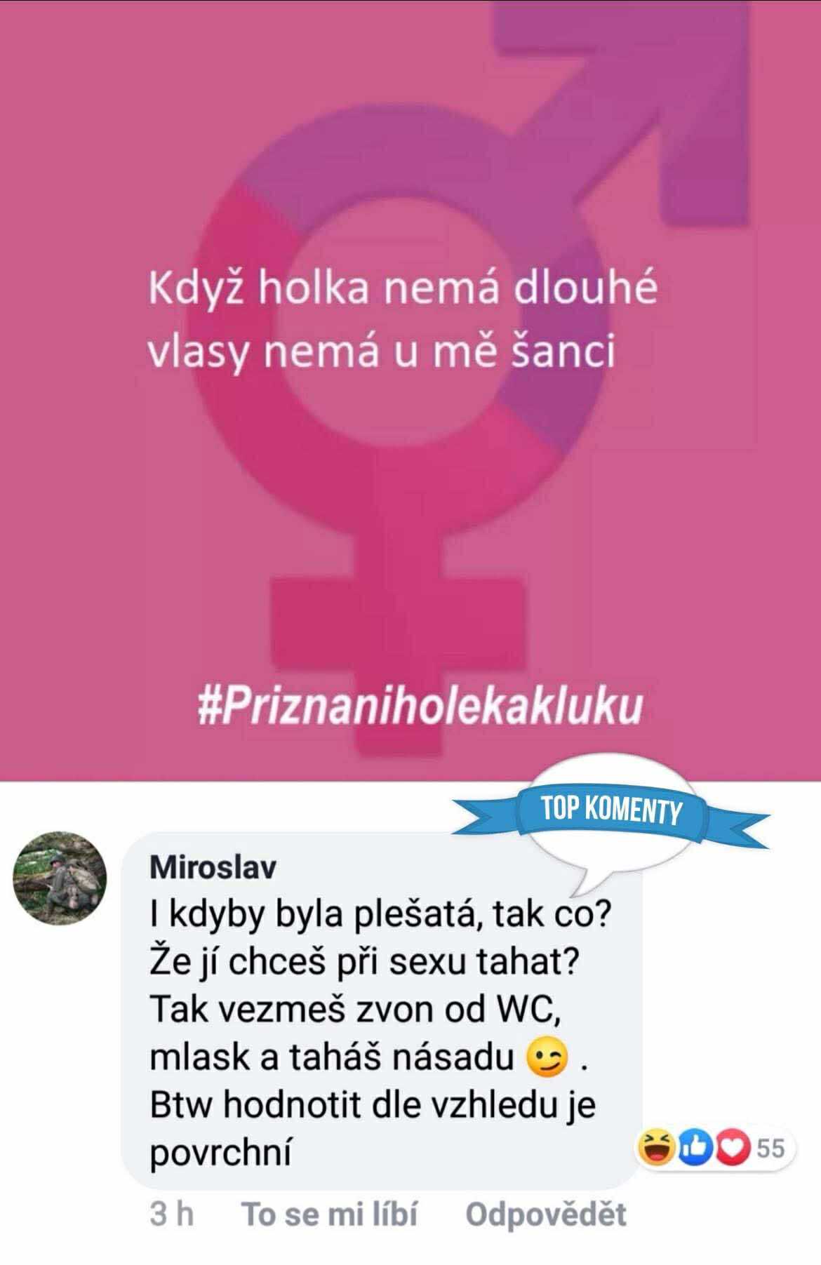 Text v obrázku hovorí: Keď dievča nemá dlhé vlasy, nemá u mňa šancu. #PriznaniaDievčatKaKlukom.