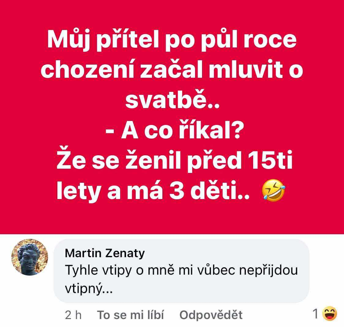 Vtipný text o priateľovi, ktorý po pol roku vzťahu prezradí, že je už 15 rokov ženatý a má tri deti.