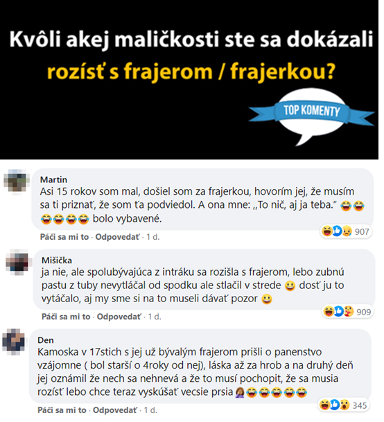 Diskusia na tému: Kvôli akej maličkosti ste sa dokázali rozísť s frajerom/frajerkou? s vtipnými komentármi.