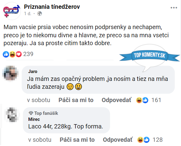Nepohodlie kvôli nenoseniu podprsenky, diskusia o rôznych reakciách ľudí na sociálnych sieťach.