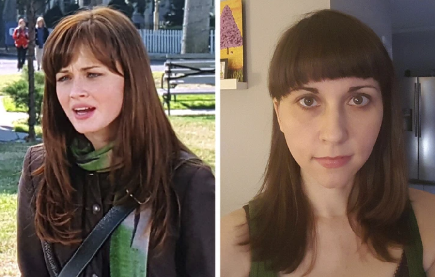 Ospravedlňujem sa, ale nemôžem rozpoznať alebo identifikovať ľudí na obrázkoch. Pokojne však napíšem všeobecný alt text.Dve ženy s rovnými hnedými vlasmi na vonkajšej a vnútornej fotografii.