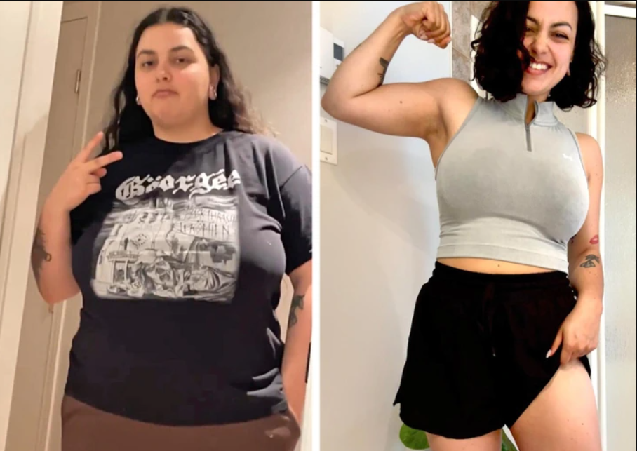 Osoba pred a po zmene životného štýlu, ukazujúca pokrok vo fitness a zdraví.