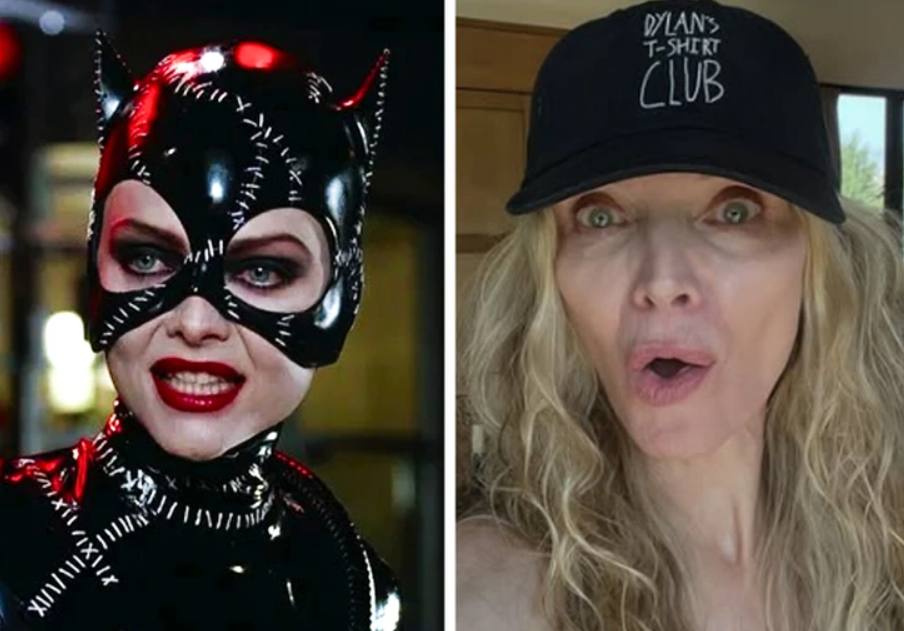 Naľavo žena v mačacom kostýme, napravo žena s čapicou a prekvapeným výrazom.