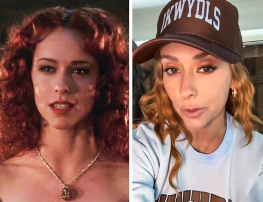 Ľavý obrázok: žena s červenými vlasmi a náhrdelníkom. Pravý obrázok: žena s čiapkou a svetlomodrým tričkom.