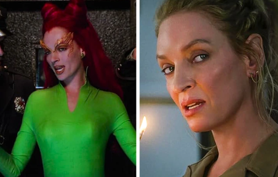 Herečka v zelenom kostýme a maske vedľa ženy so zápalkou v dramatickom zábere.