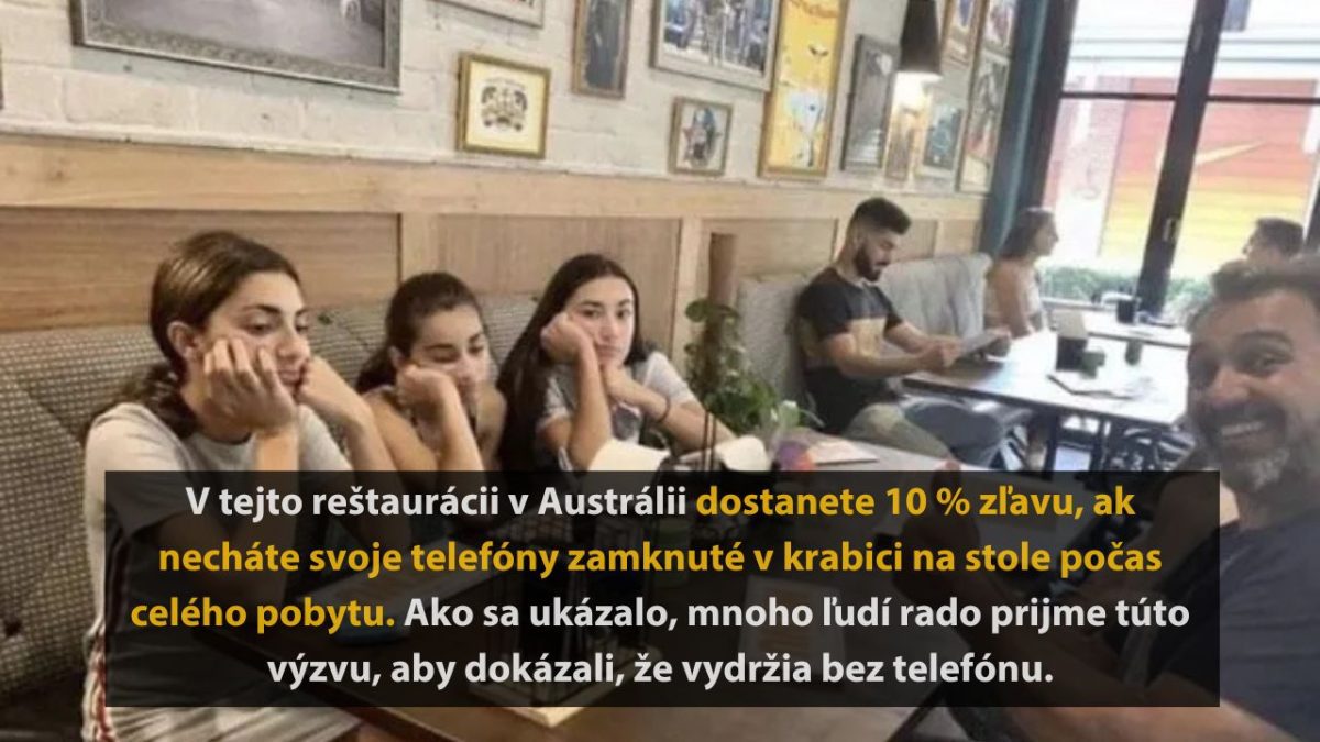 Skupina ľudí v reštaurácii bez telefónov pre 10% zľavu, ponorení do rozhovoru a priateľskej atmosféry.