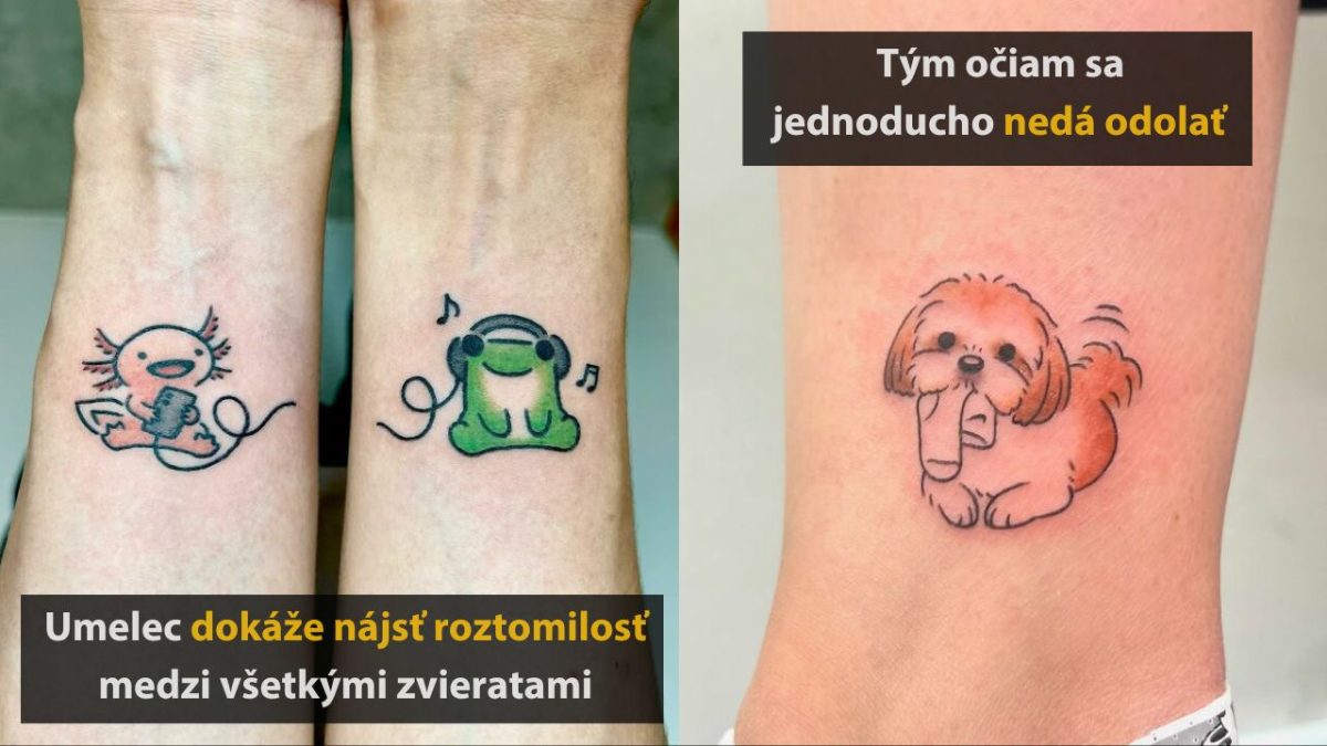 Tetovania roztomilých zvierat na rukách s nápismi o ich očarujúcej príťažlivosti.