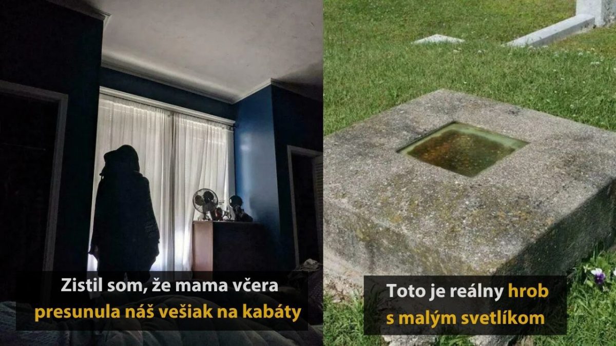 Osamelý tieň v izbe a záhadný hrob s malým svetlíkom na cintoríne.