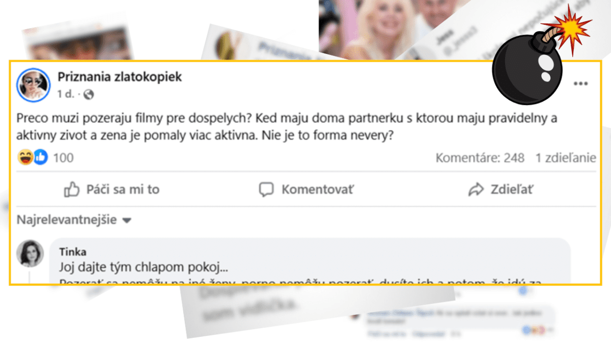 Facebook príspevok diskutuje o sledovaní filmov pre dospelých a vernosti vo vzťahoch.