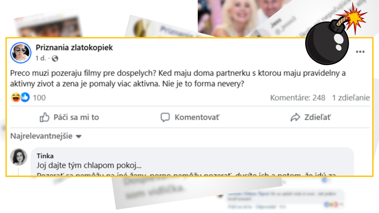 Facebook príspevok diskutuje o sledovaní filmov pre dospelých a vernosti vo vzťahoch.