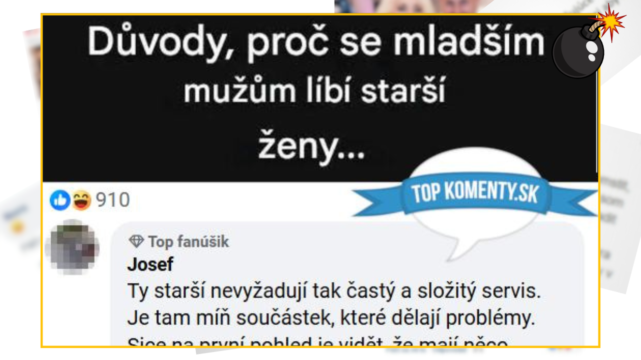 Dôvody, prečo sa mladším mužom páčia staršie ženy, zábavný komentár na sociálnej sieti.