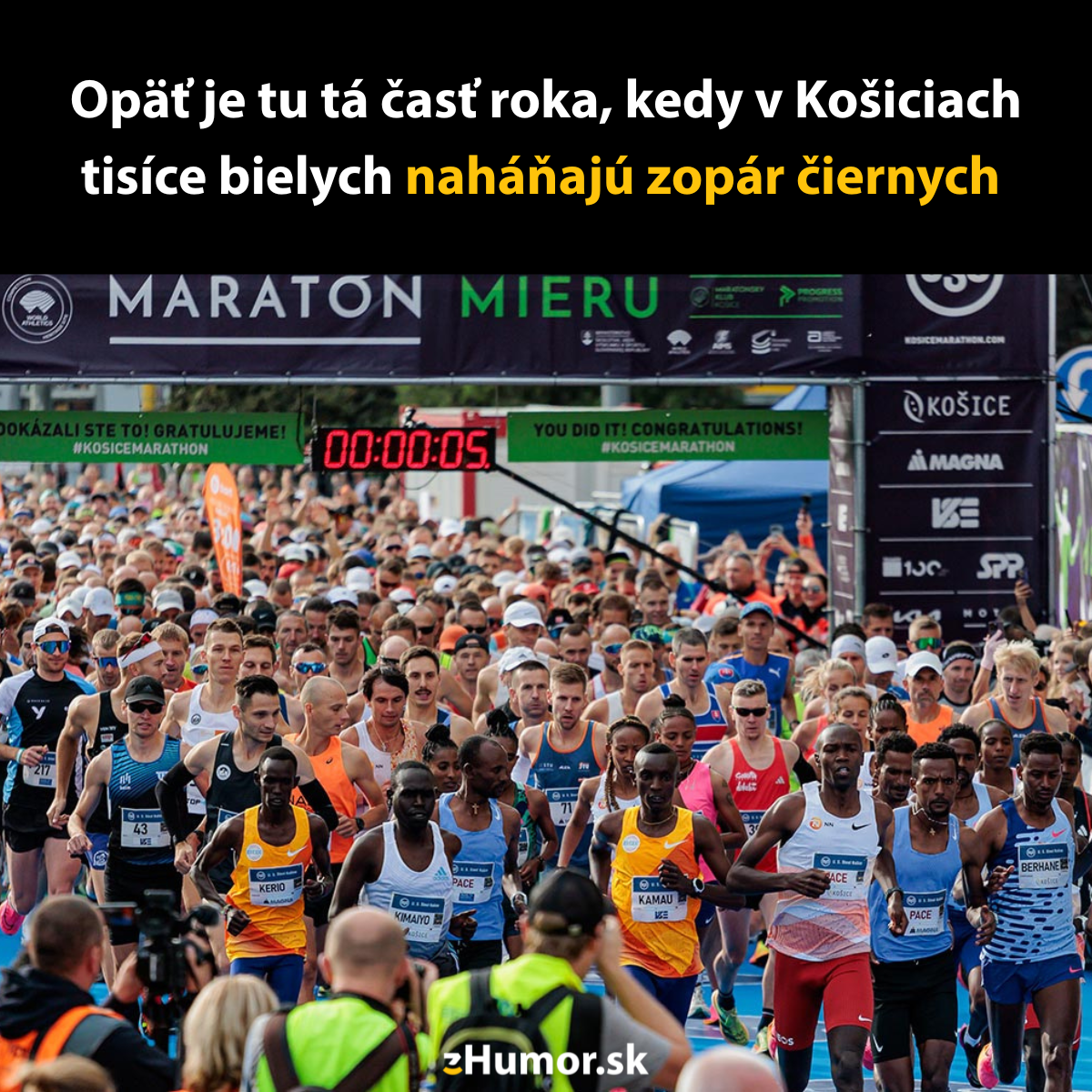 Maratón Mieru v Košiciach 2023, štartovanie veľkej skupiny bežcov z celého sveta.