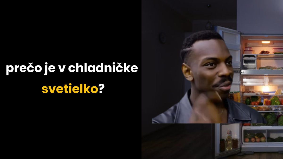 Muž premýšľa pred otvorenou chladničkou s otázkou: Prečo je v chladničke svetielko?