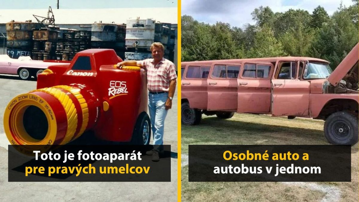 Unikátne vozidlá: auto fotoaparát a predĺžený mikrobus upravené na umenie a praktickosť.